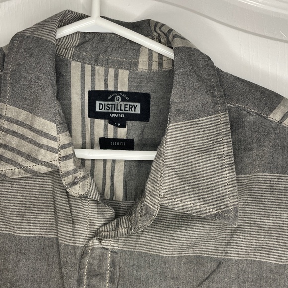 Grey Striped Button Up Shirt - Distillery Apparel - Picture 2 of 4